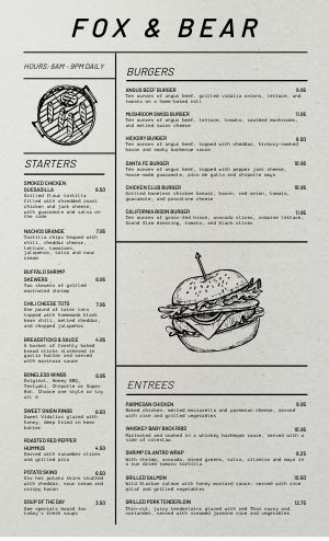 Pub Food Menu Templates - MustHaveMenus Gastropub Menu Design, Bar Food Menu Design, Sports Bar Food Menu Ideas, Brewery Menu Design, Brewery Food Menu Ideas, Pub Food Ideas, Pub Menu Design, Burger Menu Design, Che Recipe