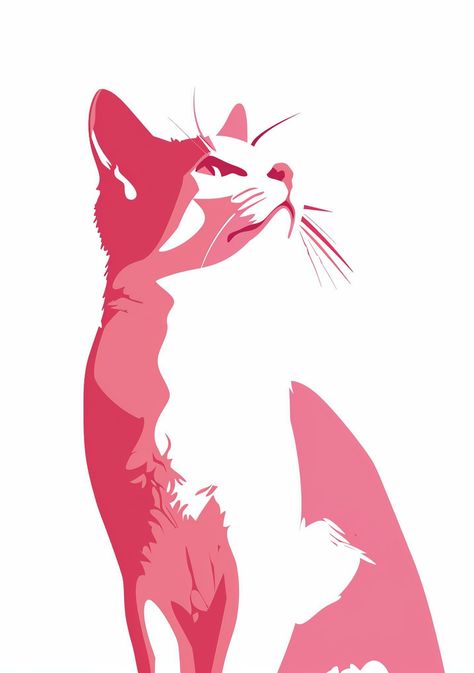 #CuteArt #Cat #ShadesOfPink #WhiteBackground #Minimalistic #99:140AspectRatio #TheCandie Simple White Background, Inspirational Digital Art, Pink And White Background, Lino Art, Fence Art, Cosmic Art, Pink Posters, Cat Posters, White Set