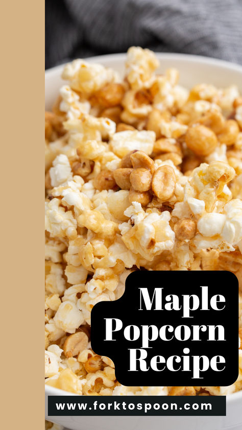 Get ready to indulge in a sweet and savory treat with this homemade maple popcorn recipe! Perfect for your next movie night, this delicious snack will satisfy your cravings and elevate your popcorn experience with a rich maple flavor. Maple Syrup Popcorn, Maple Popcorn Recipe, Diy Popcorn Seasoning, Popcorn Snack Mix Recipes, Butterscotch Popcorn, Popcorn Seasoning Recipes, Cinnamon Popcorn, Popcorn Ball, Honey Popcorn