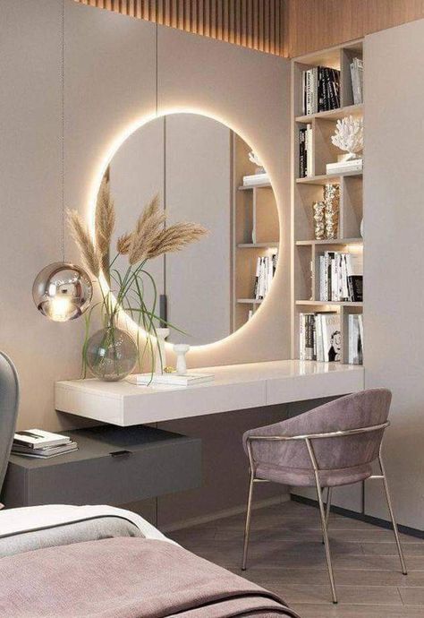 Modern Bedroom Interior, Mirror On The Wall, 아파트 인테리어, Girl Bedroom Decor, Living Room Decor Apartment, Room Inspiration Bedroom, Room Ideas Bedroom, Home Room Design, Aesthetic Room Decor