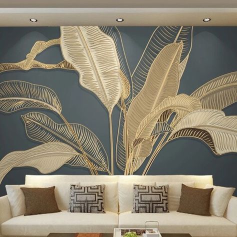 Banana Leaf Wallpaper, Large Mural, Soyut Sanat Tabloları, Tropical Wallpaper, Wallpaper Accent Wall, Luxury Wallpaper, Cleaning Walls, Wallpaper Modern, Palau