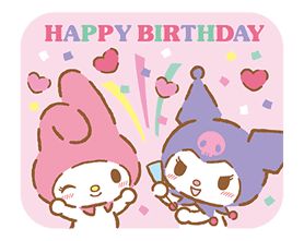 We Love Kuromi by SANRIO #257230 My Melody Birthday Card, Sanrio Birthday Card Ideas, Kuromi And My Melody Birthday, My Melody Happy Birthday, Kuromi Happy Birthday, Hello Kitty Bday, My Melody Birthday, Kuromi Birthday, Hello Kitty Birthday Theme