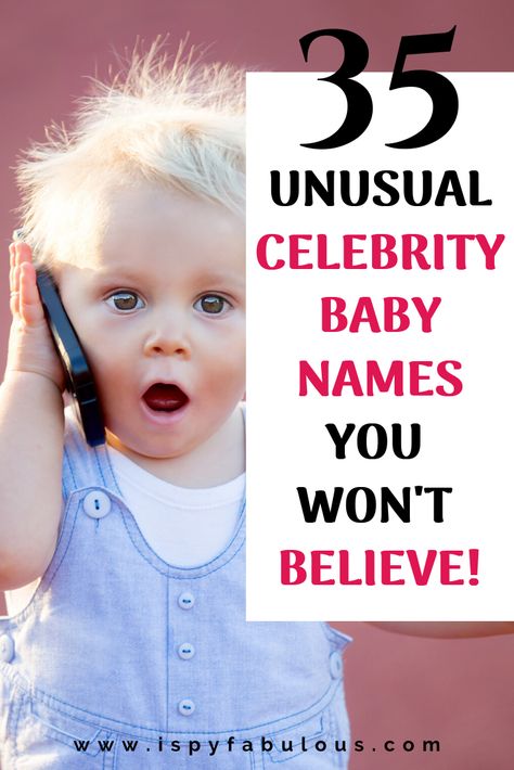 These celebrity baby names are so unusual, you won't believe they're real (but they are!). Get ready for the most weird celebrity baby names. #celebritybabynames #celebritybabies #babynames #weirdbabynames Celebrity Baby Boy Names, Southern Girl Names, Celebrity Baby Fashion, Celebrity Baby Showers, Celebrity Baby Pictures, Crazy Celebrities, Irish Baby Names, Southern Baby Names