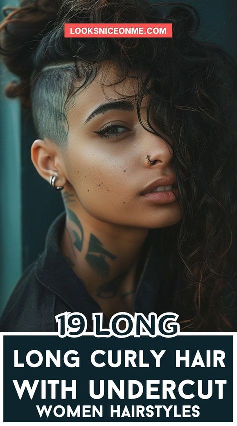 Keep your curls flowing while showing off an edgy undercut! These hairstyles are perfect for women who love combining volume and sleekness in their look. #UndercutIdeas #CurlyHairGoals #UniqueHairstyles How To Style An Undercut, Curly Hair With Undercut Women, Long Curly Hair With Undercut, Side Undercut Long Hair, Curly Undercut Women, Curly Hair With Undercut, Hair With Undercut, Edgy Undercut, Long Curly Hairstyles