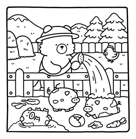 Desenho Para Colorir Confy Days E Cozy Friends 12 Comfy Days Coloring Pages, Coco Wyo, Bobbie Goods, Funny Pigs, Bear Coloring Pages, Hello Kitty Coloring, Printable Coloring Book, Easy Coloring Pages, Cartoon Coloring Pages