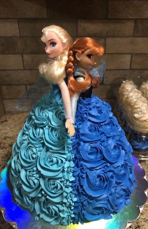 Cake Elsa Anna, Elsa And Anna Doll Cake, Elsa Barbie Doll Cake, Anna And Elsa Cakes Birthday, Elsa Bday Cake, Elsa And Anna Cakes, Elsa Doll Birthday Cake, Elsa Anna Birthday Party, Elsa Cakes Birthday