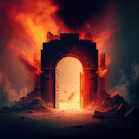 Photo tomb and burning gates of hell in ... | Premium Photo #Freepik #photo #evil #devil #horror #scary Hell Fire, Gates Of Hell, Art Photography Portrait, Dante Alighieri, Black Background Images, New Background Images, Heaven And Hell, Biblical Art, Cool Wallpapers Cartoon