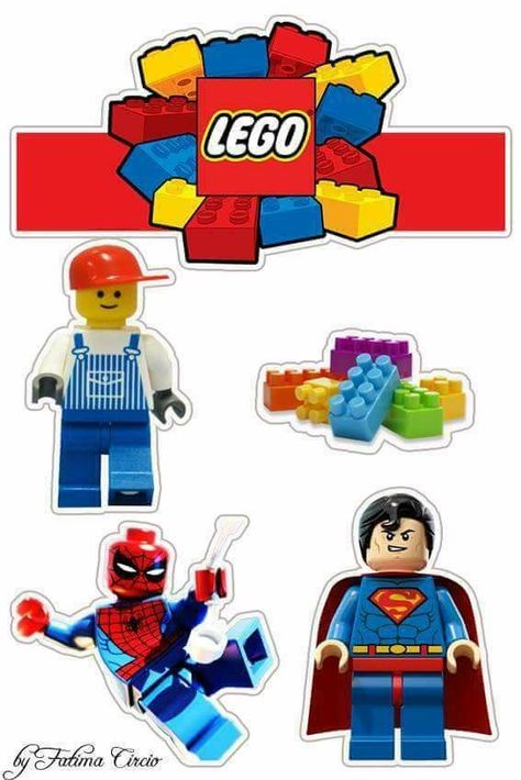 Etiquetas Lego Torte, Lego Cake Topper, Lego Themed Party, Birthday Cake Topper Printable, Lego Cake, Lego Robot, Lego Birthday Party, Lego Super Heroes, Lego Super Mario