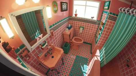 Bathroom Drawing Aesthetic, Bathroom Digital Art, Bathroom Reference Photo, Bathroom Concept Art, Bathroom Perspective, 40s Bathroom, Bathroom Reference, Bathroom Drawings, Aesthetic Environment