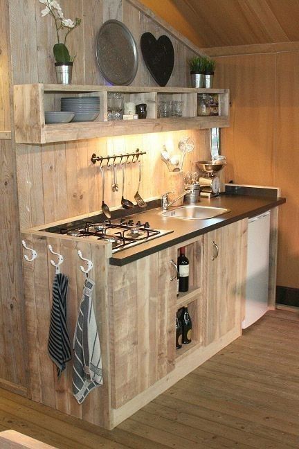 Glamping Kitchen, Tiny Cabin Kitchen, Small Rustic Kitchens, Glamping Tent, Cabin Kitchen, Backyard Oasis Ideas, Tiny House Kitchen, Cabin Kitchens, Cabin Interiors