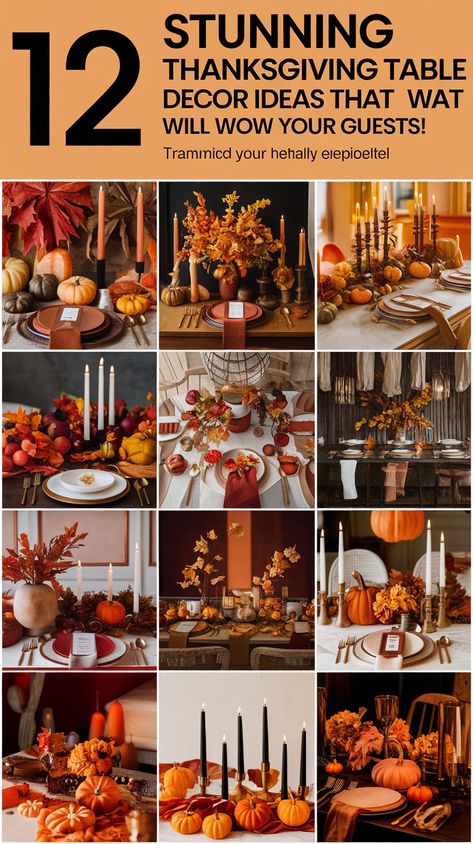 12 Stunning Thanksgiving Table Decor Ideas That Will Wow Your Guests! Thanksgiving Invites, Simple Diy Decor, Thanksgiving Table Decor Ideas, Wildflower Centerpieces, Themed Centerpieces, Vintage Dishware, Thanksgiving Tablescape, Thanksgiving Table Decor, Thanksgiving Invitation