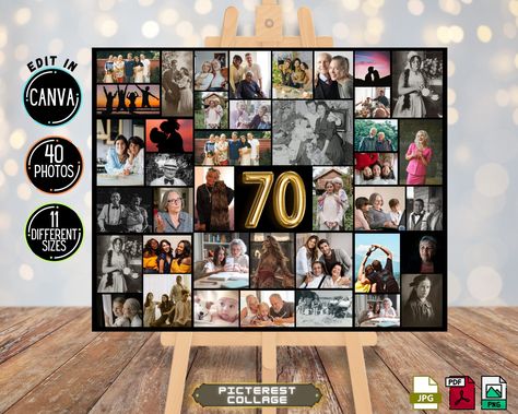 Customizable Template 70th Birthday Photo Collage, Birthday Photo Montage Board, Create Memories with a Custom Collage, 70th Birthday PC0275 75 Birthday Picture Collage, 70th Birthday Photo Collage, Birthday Photo Displays, Photo Collage Board, People Celebrating, Birthday Photo Collage, Collage Foto, Birthday Collage, Photo Montage