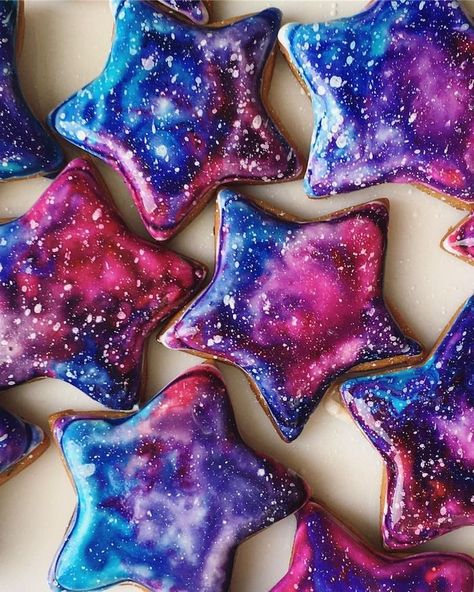 Printable Rocket, Space Cookies, Galaxy Desserts, Galaxy Cookies, Lemon Biscuits, Galaxy Birthday, Galaxy Party, Galaxy Cake, Dessert Original