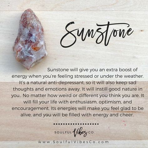 Beautiful Sunstone 🌞✨ This stone supports self-worth and allows us to let go of feelings of failure, and believe in luck and happiness again. Tag a friend who you think could use some Sunstone in their life 😌 - Click the link in our bio to learn more! Be sure to take our Crystal Quiz. - #crystaljewelry #handmade #crystals #gemstone #handmadejewelry #healingcrystals #crystallove #metaphysical #goodvibes Sunstone Healing Properties, Sunstone Crystal Meaning, Sunstone Meaning, Libra Element, Raw Sunstone, Chakras Sacral, Spiritual Shop, Sunstone Crystal, Crystal Seashells