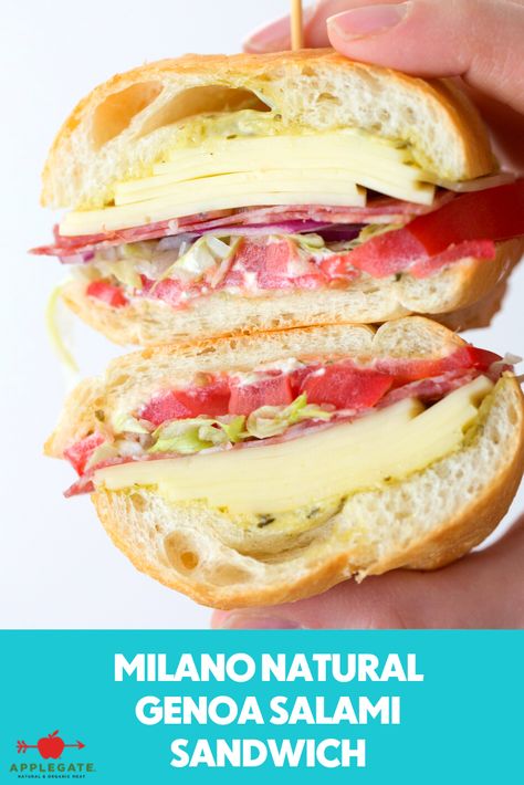 Here's the sandwich recipe featuring Genoa salami as you have never seen (or tasted) it before. Once you've tried it you'll see what we mean. Italian Rolls, Salami Sandwich, Genoa Salami, Breakfast Soup, Organic Meat, Recipe Email, Appetizer Salads, Sandwich Recipe, Genoa