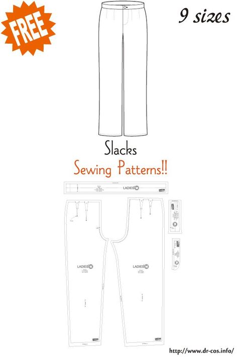 Slacks Pattern, Patterns For Pants, Slack Pattern, Free Sewing Patterns For Women, Sewing Needle Sizes, Pants Pattern Free, Pattern Alterations, Sewing Patterns Free Women, Tights Shorts