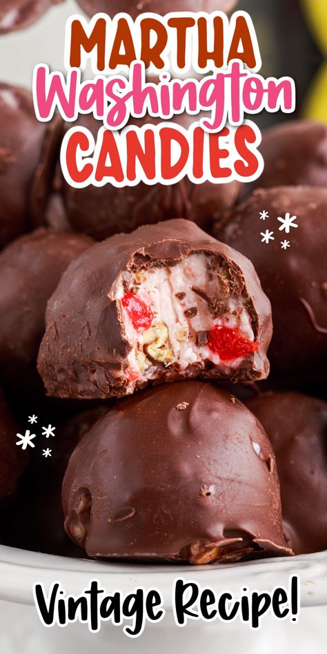 Martha Washington Candy Martha Washington Candy Recipe, Cherry Christmas Dessert, Martha Washington Candy, Divinity Candy, Christmas Candy Easy, Easy Christmas Candy Recipes, Easy Candy Recipes, Christmas Candies, Chocolate Candy Recipes