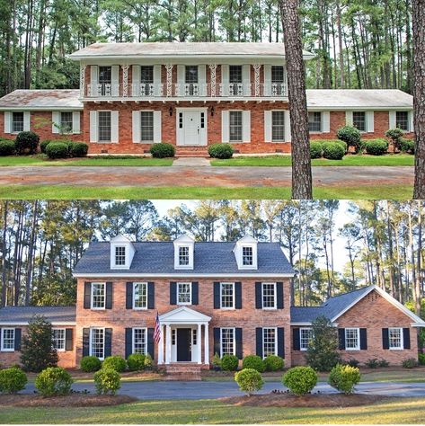 A Jaw-dropping Home Exterior Transformation: You Won’t Believe This Before & After! House Exterior Before And After, Exterior Home Makeover, Colonial House Exteriors, Exterior House Renovation, House Makeovers, House Before And After, Exterior House Remodel, Colonial Exterior, Exterior House Color