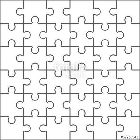 Vector: Jigsaw puzzle blank template, 36 pieces Puzzle Layout, Puzzle Piece Template, Jigsaw Piece, Free Jigsaw Puzzles, Picture Clues, Free Puzzles, Puzzle Crafts, Printable Puzzles, Puzzle Piece