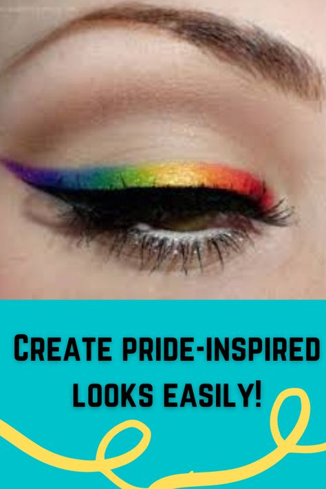 Rainbow Pride Eyeshadow, Pride Makeup Simple, Pride Makeup Ideas Simple, Pride Eye Makeup, Pride Eyeshadow, Rainbow Eye Makeup, Bright Eye Makeup, Rhinestone Makeup, Pride Makeup