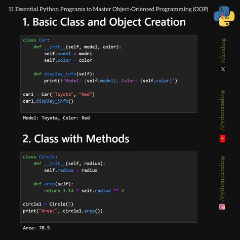 11 Essential Python Programs to Master Object-Oriented Programming (OOP) Data Structure : https://www.clcoding.com/2024/01/python-data-structures.html Programming Aesthetic, Python Coding, Flutter App, Life Planner Organization, Coding Tutorials, Learn Computer, Learn Computer Coding, Object Oriented Programming, Stock Trading Strategies