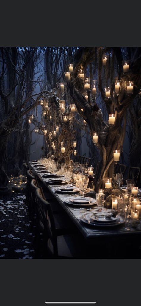 Candle Lite Wedding Ceremony, Haunted Wedding, Vintage Wedding Colors, Dark Romantic Wedding, Gothic Wedding Theme, Dark Wedding Theme, Fantasy Party, Pagan Wedding, Dream Wedding Decorations