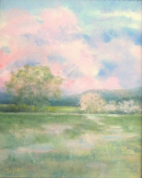 Ethereal Art Pink, Spring Scene, Oil Landscape, Pastel Artwork, Pastel Landscape, Pastel Sky, 수채화 그림, Sky Painting, Chalk Pastels