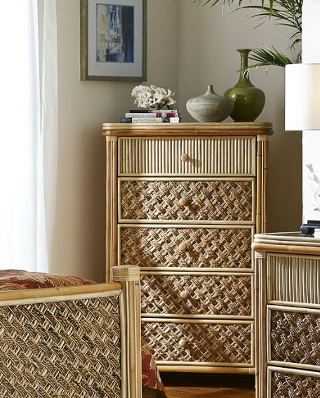 6 Wicker/Rattan Dressers for Your Tropical Home #tropic #interiordesign #furniture Tropical Bedroom Furniture, Bedroom Suits, White Rattan Furniture, Rattan Jewelry, Indoor Rattan Furniture, Wicker Bedroom Furniture, Coastal Bedroom Furniture, Chaise Lounge Indoor, Tropical Furniture