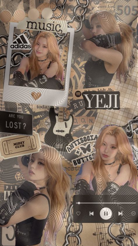 𝐇𝐰𝐚𝐧𝐠 𝐘𝐞𝐣𝐢 #kpop #itzy #itzyyeji #hwangyeji #yeji #black #creme #beige #beigewallpaper #kpopwallpaper #collage #aesthetic Kpop Iphone Wallpaper, 17 Kpop, Creative Names, Hwang Yeji, Beige Wallpaper, Pop Photos, Kpop Posters, Admit One, Aesthetic Collage