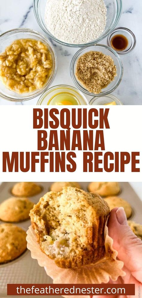 Muffins With Bisquick, Quick Banana Muffins, Bisquick Banana Muffins, Bisquick Muffins, Bisquick Banana Bread, Impossible Pies, Banana Bread Muffin Recipe, Banana Muffins Recipe, Banana Muffins Easy