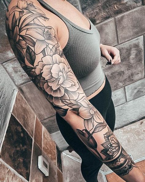 Shoulder Arm Tattoos, Mandala Sleeve, Floral Mandala Tattoo, Mandala Tattoo Sleeve, Flower Sleeve, Floral Tattoo Sleeve, Flower Tattoo Sleeve, Floral Sleeve, Full Sleeve Tattoos