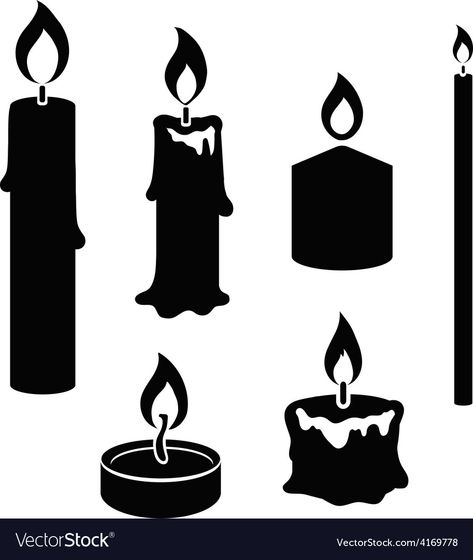 Black Candle Tattoo, Candle Silhouette, Candle Vector, Black And White Silhouette, Candle Light Vigil, Candle Tattoo, Burning Candles, Black Candles, Single Image