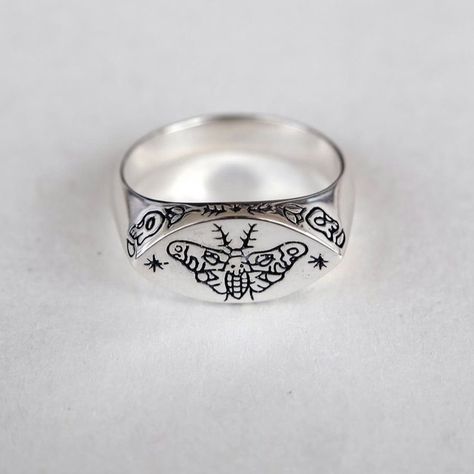 Memento Mori Ring, Signet Rings, Memento Mori, Signet Ring, Solid 925 Sterling Silver, 18k Gold, Jewelry Rings, Gold Plate, Ring Size