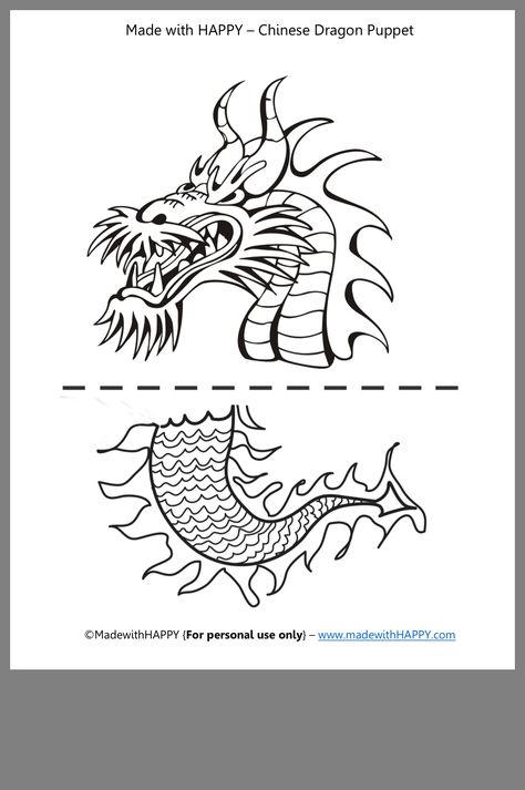 Chinese Dragon Puppet, Dragon Puppet Template, News Years Crafts For Kids, Puppet Template, Dragon Craft, Chinese New Year Crafts For Kids, January Art, Kindergarten Craft, Chinese New Year Activities