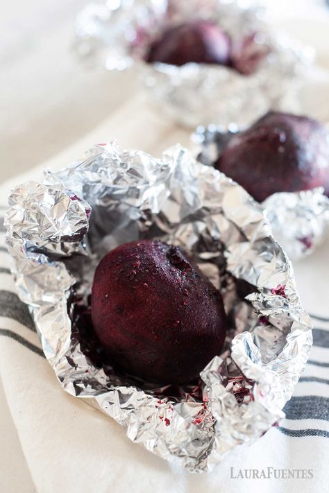 Whole Roasted Beets in Foil {Easy Peel} | Laura Fuentes Roasted Beets In Foil, Beet Nutrition Facts, Roasting Beets, How To Roast Beets, Roast Beets, Cooked Beets, Roasting Beets In Oven, Easy Peanut Sauce, Cooking Beets