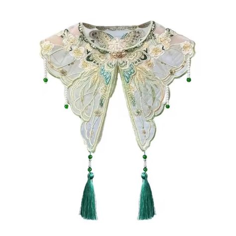 Vintage Dress Detachable False Collar Pearl Tassels Yunjian Shawl Scarf Chinese Embroidered Butterfly Flower Capelet - AliExpress 200000297 Pearl Tassels, Collar Dresses, Chinese Embroidered, False Collar, Embroidered Butterfly, Butterfly Flower, Shawl Scarf, Outfit Combinations, Vintage Pearls