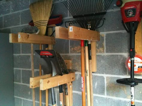 Help Hang Garden Tools In Garage - General Discussion - DIY Chatroom - DIY Home Improvement Forum Garden Tool Rack, Garage Organisation, Garage Garden, Shed Organization, Garage Shed, Garden Tool Storage, Diy Garage Storage, Garage Makeover, Garage Storage Organization