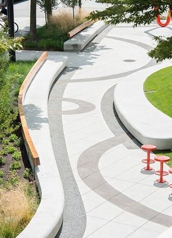 Curved Benches Outdoor - Foter Park Bench Design, Villa Architecture, Pavement Design, Paving Pattern, Side Walk, Paving Design, Urban Landscape Design, Public Seating, Park Landscape