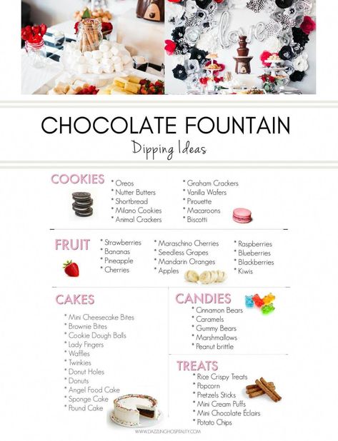 Chocolate Fountain Recipe, Chocolate Fountain Bar, Chocolate Fountain Recipes, Kiwi Cake, Chocolate Fondue Fountain, Mini Cheesecake Bites, Fondue Fountain, List Of Food, Dessert Halloween