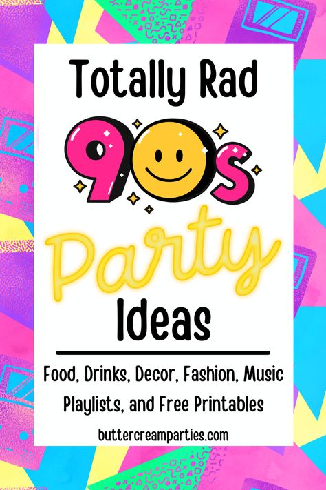 Diy 90s Party, 90s Party Theme, 90s Theme Party Decorations, 90s Party Ideas, 90s Food, 90s Party Decorations, Decades Party, Decade Party, 30th Birthday Themes