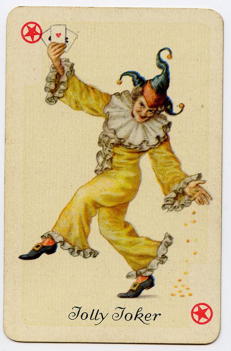 https://flic.kr/p/9QNFJL | Playing card joker | This may not be copyright free. Jokers Wild, Joker Playing Card, Pierrot Clown, Court Jester, Playing Cards Art, Clown Illustration, Joker Card, Playing Cards Design, Vintage Clown