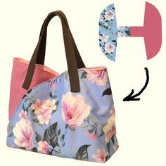 Tulip Bag Pattern Free, Easy Tote Bag Pattern Free, Making Tote Bags, Make Tote Bag, Diy Fabric Purses, Diy Shoulder Bag, Diy Bags Jeans, Bookmark Diy, Homemade Bags