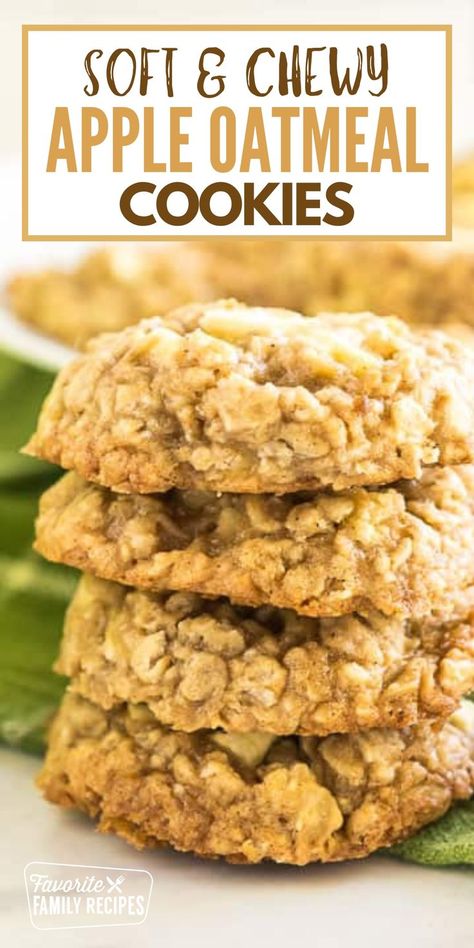 These soft and chewy Apple Oatmeal Cookies are full of tart apple bits! They make the perfect after-school snack or lunchbox treat. If a cookie could be cozy, this would be the one. Warm cinnamon combined with nutty brown sugar, soft Granny Smith apples, and comforting oats make for a cookie you want to eat. Oatmeal Apple Cookies, Oatmeal Apple, Apple Oatmeal Cookies, Apple Recipes Healthy, A Glass Of Milk, Apple Recipes Easy, Apple Oatmeal, Oatmeal Cookies Chewy, Apple Cookies