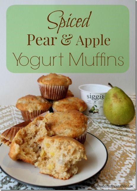 Spiced Pear & Apple Yogurt Muffins