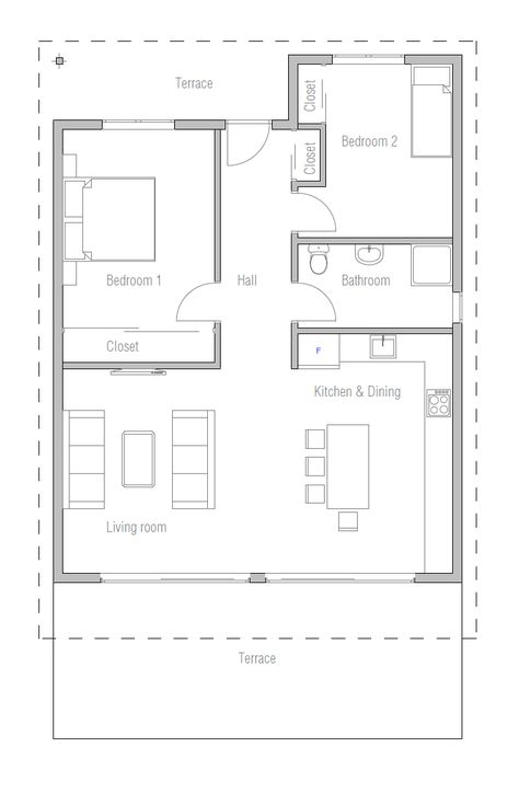 880 Sq Ft House Plans, 75m2 House Plan, 8x8 House Plan, Beach Floor Plans, Low Cost House Plans, Sloping Lot House Plan, Exclusive House Plan, Guest House Plans, Narrow Lot House