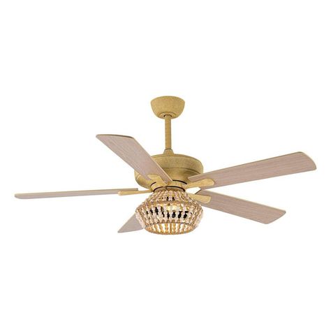 52 in. Indoor Weathered Gold Reversible Blade Ceiling Fan with Wood Bead Light Kit and Remote Control Included Ceiling Fan Direction, Gold Ceiling Fan, Fan Lighting, Decor Ceiling, Beach Style Decorating, Fan Lights, Ceiling Fan Bedroom, Ceiling Fan Bathroom, Brushed Nickel Ceiling Fan