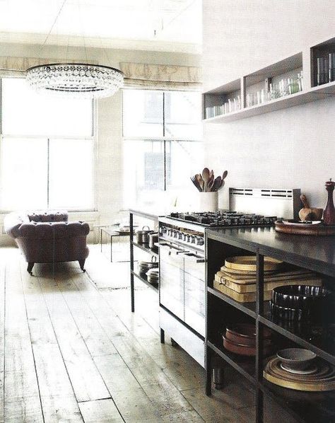 Kitchen Ikea, Industrial Kitchen Design, Industrial Kitchen, Cool Ideas, Chesterfield Sofa, Commercial Kitchen, Ikea Hacks, Open Kitchen, Beautiful Kitchens