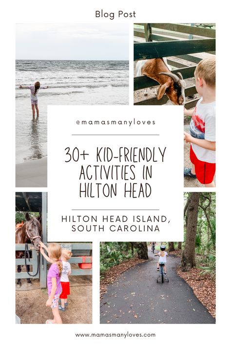 Check out these 30+ Kid-Friendly Activities on HILTON HEAD ISLAND, the perfect family vacation destination.    This list includes everything from the beach to parks and playgrounds, horseback riding to biking.  Check it out and choose your family's favorites! Hilton Head Family Vacation, Hilton Head With Kids, Hilton Head Island Things To Do, Family Friendly Vacation Destinations, Hilton Head Island South Carolina, Kid Friendly Restaurants, Family Vacay, Vacation Itinerary, Beach Family Photos