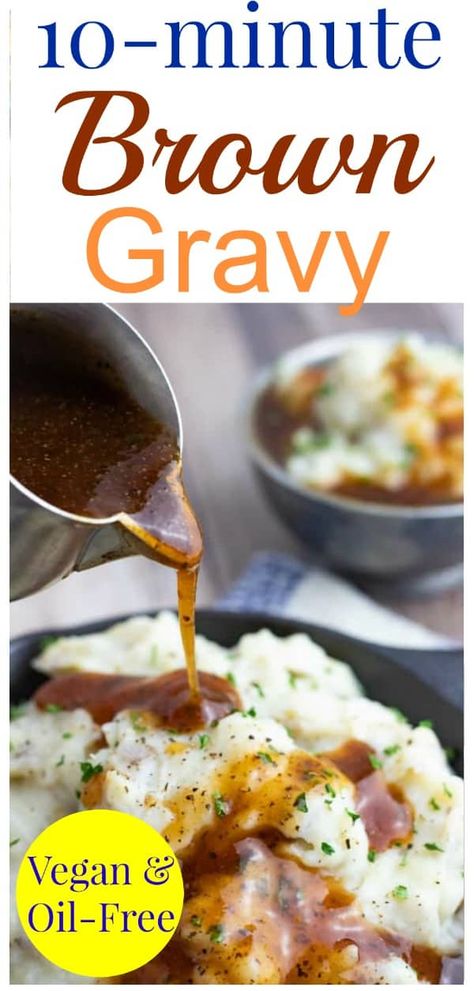 Easy Vegan Brown Gravy Roast Pasta, Mushroom Roast, Vegan Brown Gravy, Healthy Gravy, Making Gravy, Gravy Vegan, Vegan Sauce Recipes, Over Mashed Potatoes, Healthy Dressing