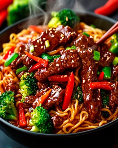 Enjoy these sticky beef noodles, a quick and easy Asian-inspired dish with tender beef, fresh veggies, and a savory sauce. Ready in 20 min Sticky Beef Noodles, Sticky Beef Recipes, Asian Beef Noodles, Asian Beef And Noodles, Asian Beef Recipes, Beef And Broccoli Noodles, Sticky Beef, Fresh Egg Noodles, Beef Stir Fry Recipes